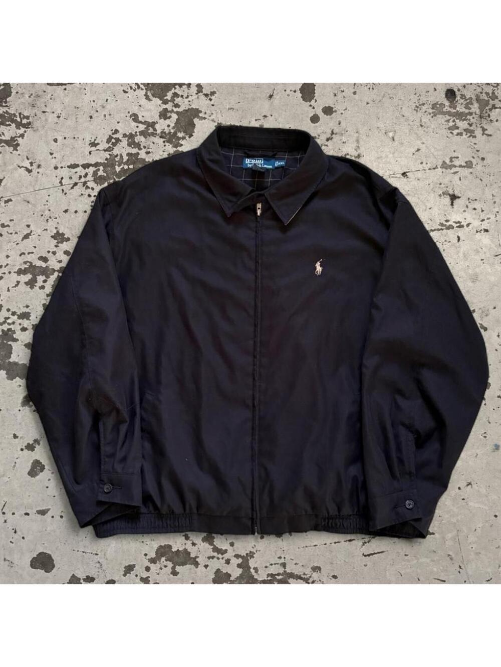 Mens Vintage Polo Ralph Lauren Black Bomber Jacket Size XXL